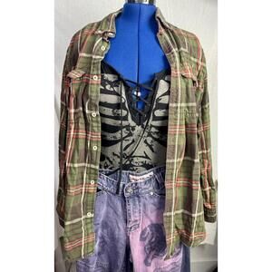 upcycled indigo saints skull jeans size 11 hand dyed purple grunge y2k alt pants